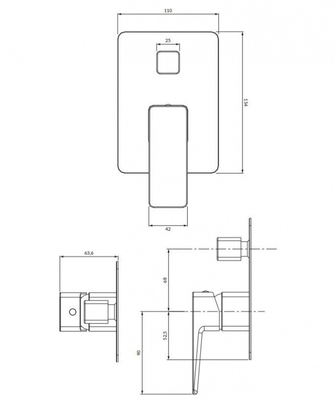Omnires Parma Bateria wannowo-prysznicowa podtynkowa grafit PM7435GR