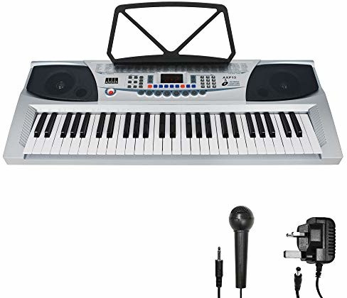 Axus Przenośne pianino cyfrowe Axus AXP15 z 54 klawiszami mini, pulpit na nuty, zasilacz, mikrofon AXP15