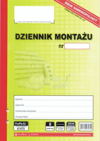Firma krajewski Dziennik montażu [Pu/Pb-52] Pu/Pb-52