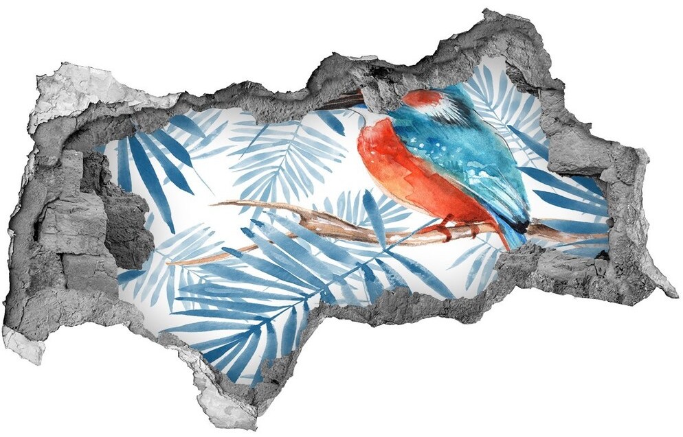 Wallmuralia.pl Dziura 3d fototapeta naklejka Rośliny i ptak
