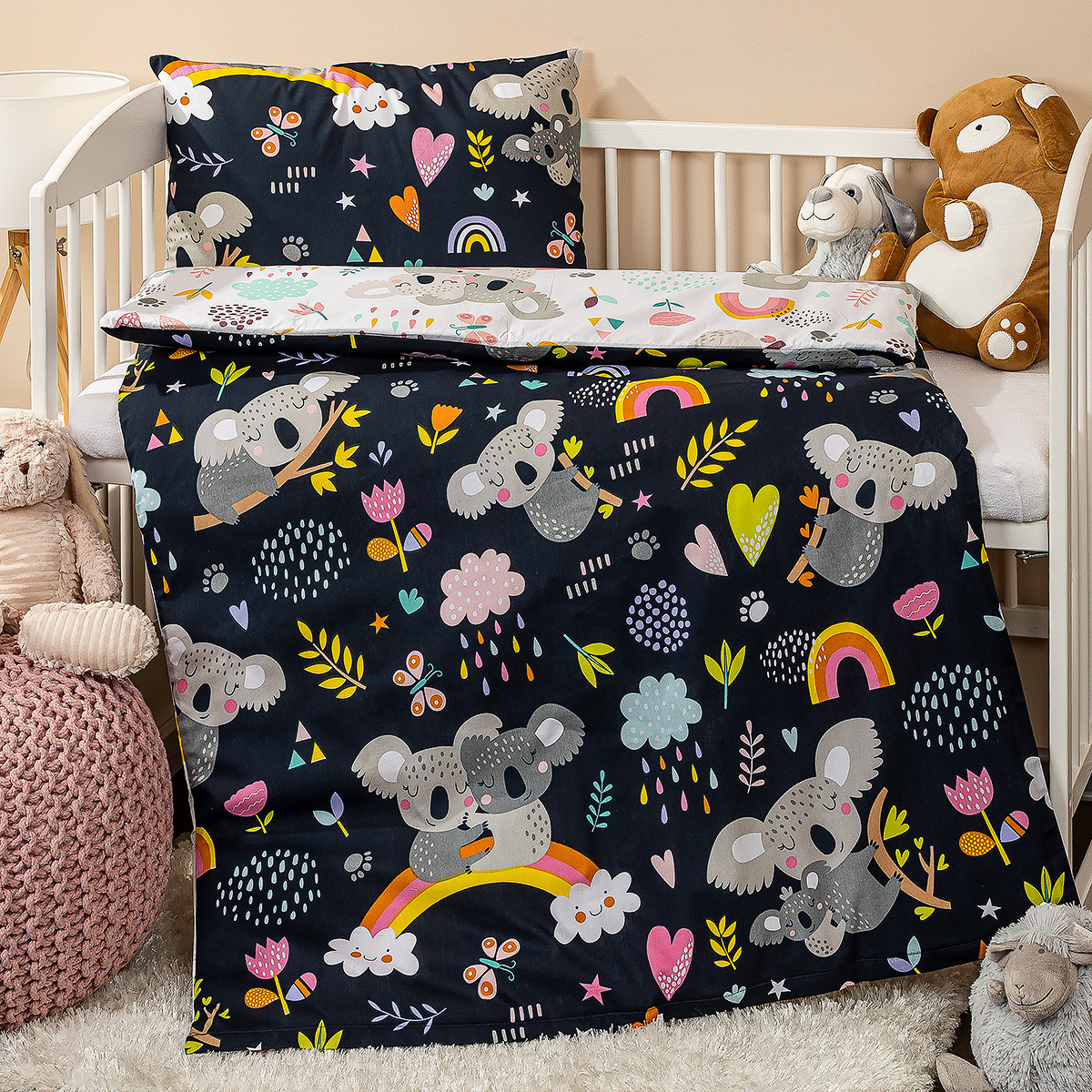 4Home Bawełniana pościel dziecięca do łóżeczka Koala rainbow, 100 x 135 cm, 40 x 60 cm, 100 x 135 cm, 40 x 60 cm