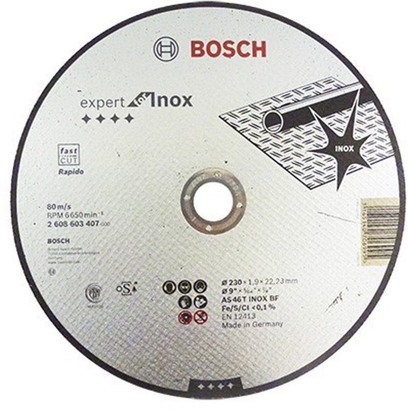 Bosch Tarcza tnąca prosta Expert for Inox Rapido AS 46 T INOX BF, 230 mm, 1,9 mm 2608603