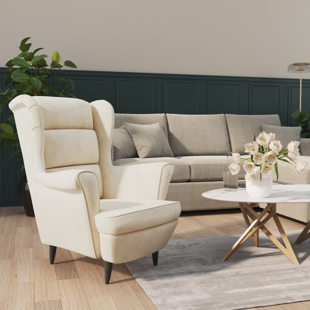 vidaXL Lumarko Fotel kremowy, aksamitny 324068