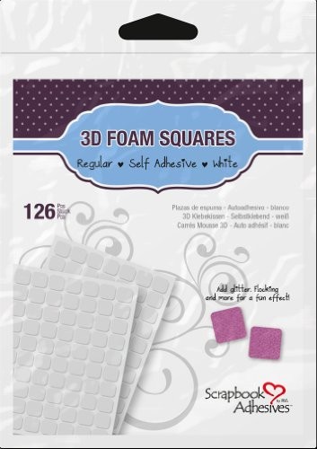 3L Scrapbook adhesives Self-adhesive Foam Squares 126/PKG-3d White, .5 