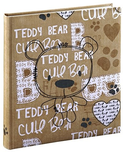 Hama Baby Album Bernd dla dziewcząt lub chłopiec (album na zdjęcia z szybkością 50 stron, na 250 zdjęć, 29 x 32 cm, haftowana oprawa wykonana z materiału z aplikacją z misiem miś motyw) Baby Album fot 00002173