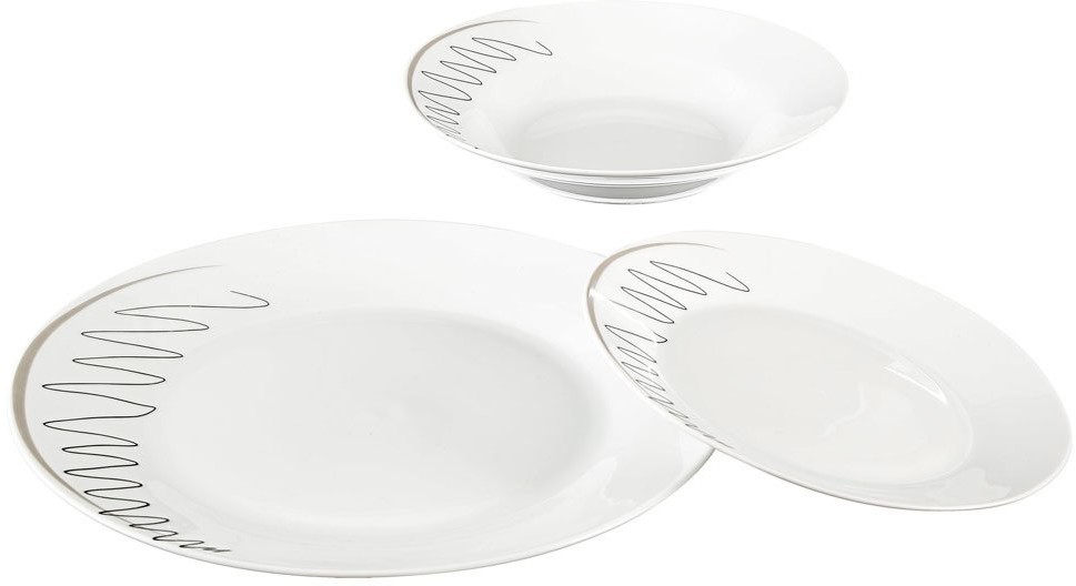 Secret de Gourmet Zastawa stołowa Esquisse komplet 18 elementów z porcelany Secret de Gourmet kolor biały B07SPCHF7K
