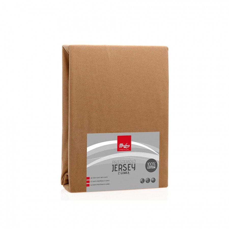 Fl1 PRZEŚCIERADŁO JERSEY Z GUMKĄ 160X200CM BEŻ 80A-PRZ-J160BE