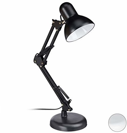 Relaxdays lampa biurkowa retro, elastyczne ramię przegubowe, lampka do czytania w biurze, metalowa, E27, wys. x szer. x gł.: 50 x 27 x 15 cm, więcej. Kolory (10024270_46)