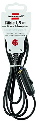 Brennenstuhl 1161811 wyłącznik sieciowy z wtyczką/1,5 m H03VVH2-F 2 X 0,75 czarna