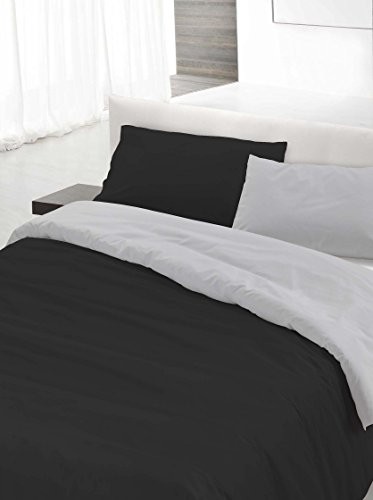 Italian Bed Linen zestaw pościeli do łóżek dwuosobowych, 250 x 200 cm, czarny i szary, 250 x 200 cm NC108_Nero/Grigio-2 Piaz 250x200