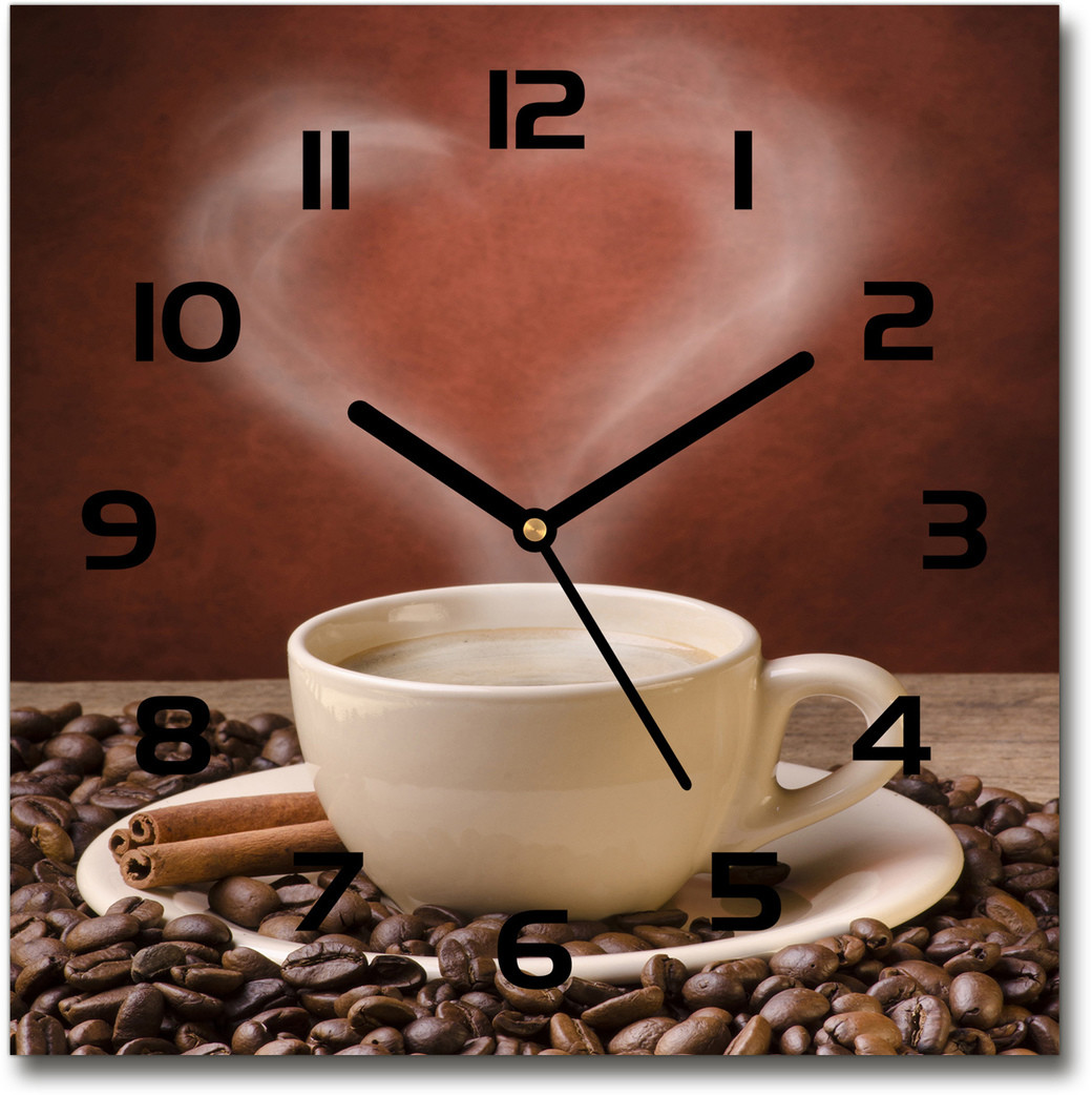 Zegar szklany na ścianę Aromatyczna kawa
