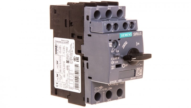 Siemens Wyłącznik silnikowy 3P 0.18-0.25A 1Z 1R S00 3RV2011-0CA15 3RV2011-0CA15