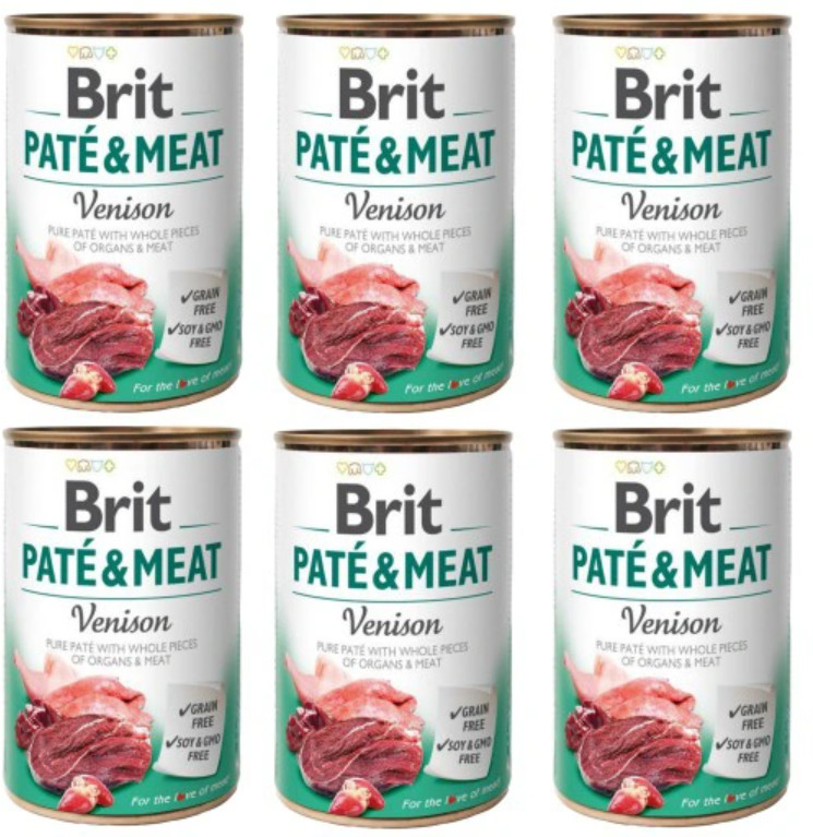 Brit Pate&Meat Venison DZICZYZNA 6x 400g DARMOWA DOSTAWA od 95zł +DO 3% ZWROTU W PROGRAMIE LOJALNOŚCIOWYM ZEST-BR-PAT-400-VE-6