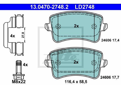 ATE Klocki hamulcowe - komplet 13.0470-2748.2