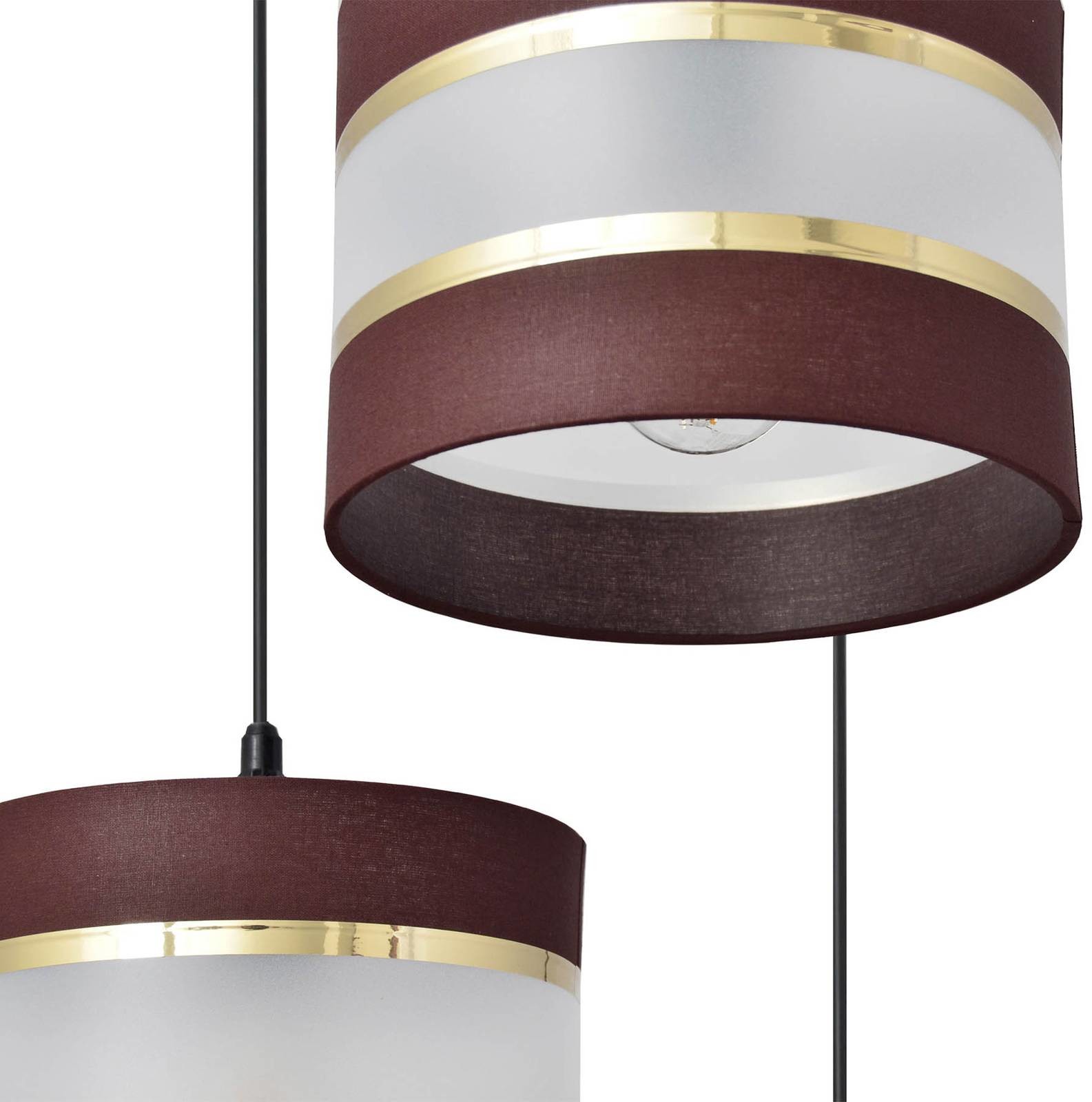 Euluna Lampa wisząca Helen okrągła brązowo-złota 3-pkt.