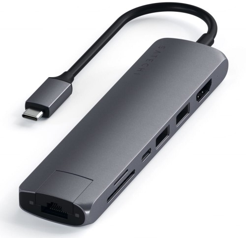 SATECHI SATECHI Slim Multi-port with Ethernet Adapter Space Gray | MacBook ST-UCSMA3M