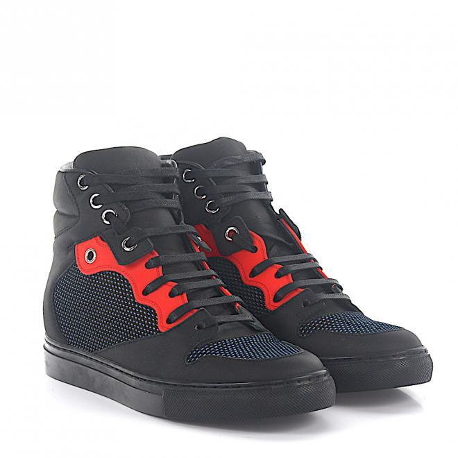 Balenciaga Balenciaga Sneakersy za kostkę skóra czarne siatka niebieskie