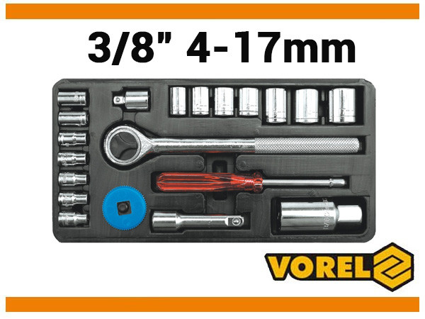 Vorel zestaw nasadek 3/8,4-17mm, kpl. 21szt. 58210