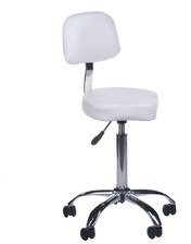 Beauty System Taboret kosmetyczny z oparciem BH-7268 Biały BH-7268/134