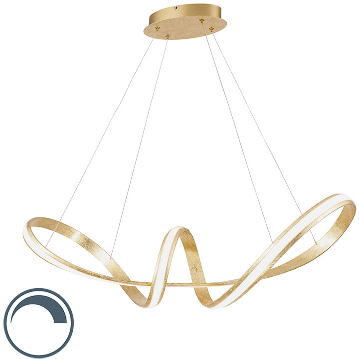 Paul Neuhaus Designerska lampa wisząca złota 80cm LED ściemnialna - Belinda