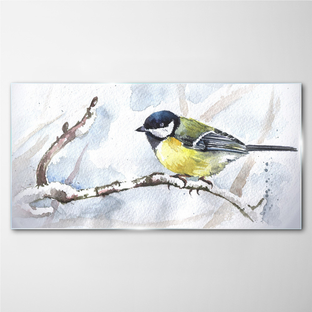 PL Coloray Obraz na Szkle Zima Śnieg Gałąź Zwierzę 120x60cm
