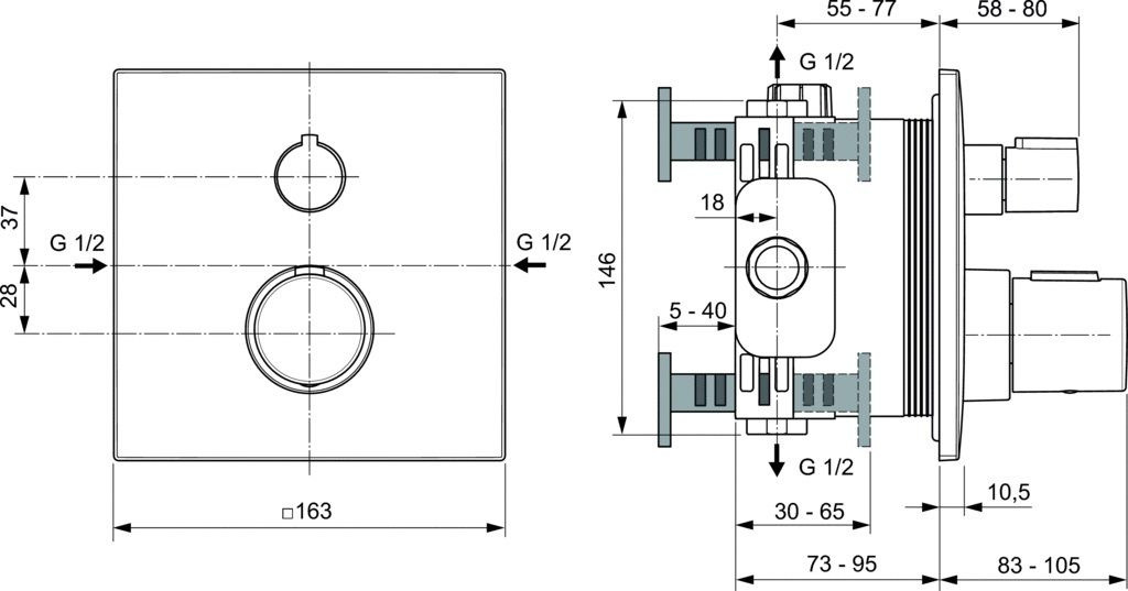 Ideal Standard Ceratherm C100 Bateria prysznicowa podtynkowa termostatyczna chrom A6956AA