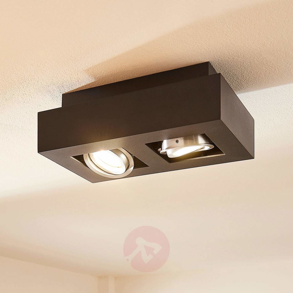 Lampenwelt com 2-punktowa lampa sufitowa LED Vince, czarna