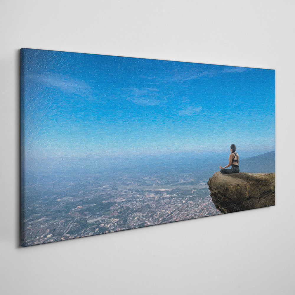 PL Coloray Obraz na Płótnie miasto klif niebo kobiety 140x70cm