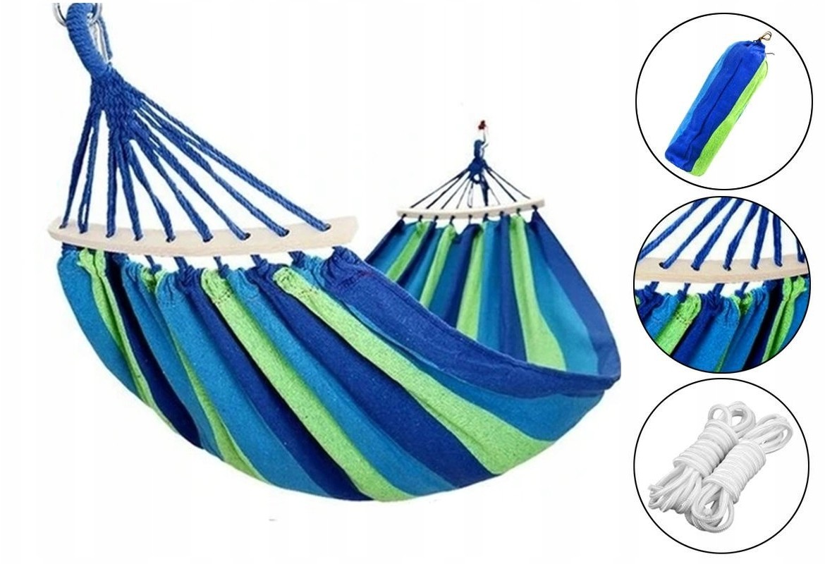 Hamak Dwuosobowy Ogrodowy Duży Mocny 260x160 Etui
