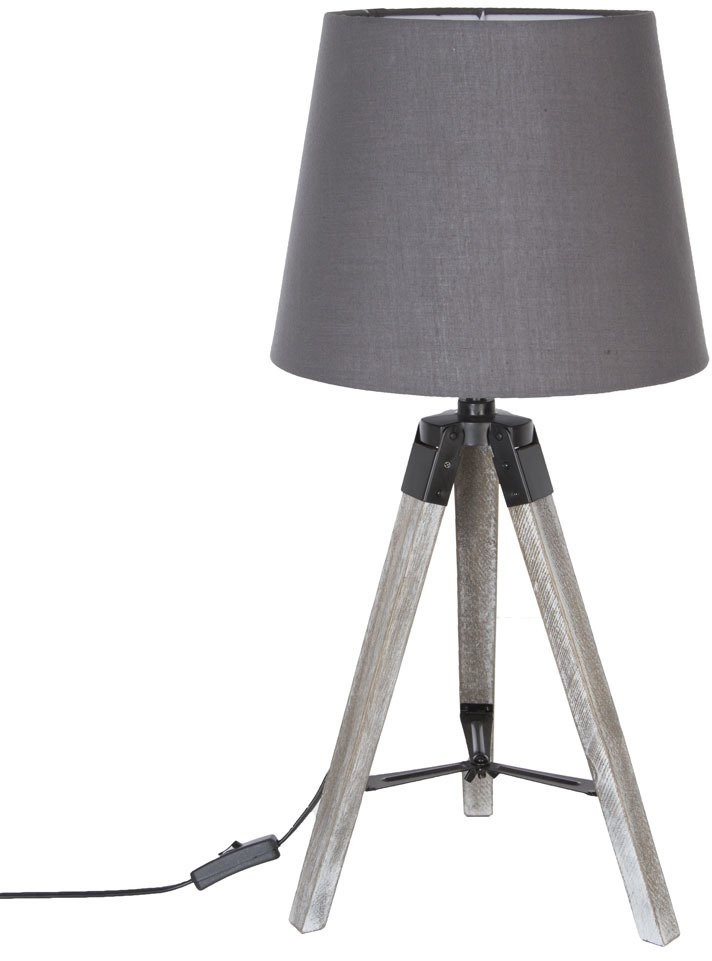 Atmosphera Designerska lampa trójnóg z drewna stojąca z abażurem B077NG9DNM