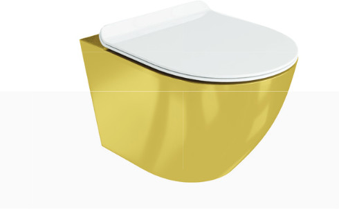 Фото - Унітаз Lavita Sofi Slim Gold/White Zestaw Toaleta WC 49x36.5 cm + deska wolnoopad 