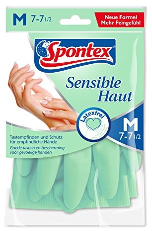 Spontex Rękawice spontex wrażliwej skóry  z gospodarstwa domowego przyjazne dla skóry ze specjalnego materiału, bezlateksowego 5er Pack (5 X 1 sztuki), , , 12110207
