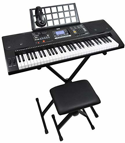 Axus Axus AXP2-Paket mit elektronischem Keyboard-Piano, 61 Hammermechanik-Tasten mit Anschlagdynamik, dazu ein Ständer, ein Hocker, ein Kopfhörer, ein Netzteil und ein Notenständer AXP2PK