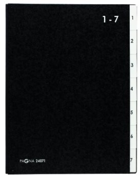 Pagna 24071-04 segregator harmonijkowy, znaczniki od 1 do 7, 7-częściowy, z twardej papy, kolor czarny 24071-04