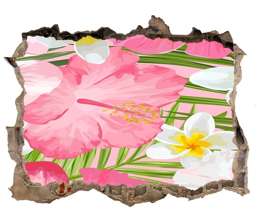 Wallmuralia.pl Naklejka 3D dziura na ścianę Tropikalne kwiaty