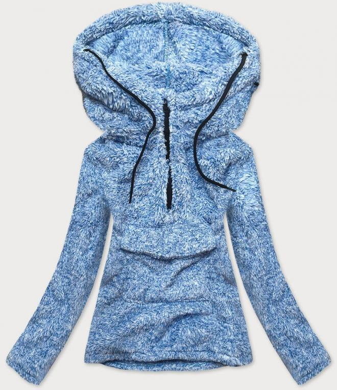 J.STYLE PLUSZOWA DAMSKA BLUZA MELANŻ NIEBIESKA (HH008) - J.STYLE