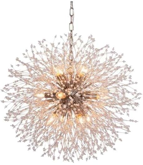 Belldeco LAMPA wisząca GLAMOUR CD6353S12N modernistyczna OPRAWA z kryształkami zwis kula ball nikiel przezroczysta CD6353S12N