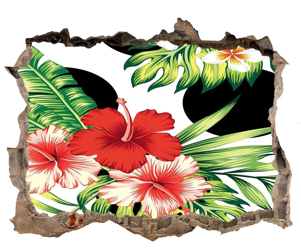 Wallmuralia.pl Okleina 3D dziura na ścianę Hawajskie kwiaty