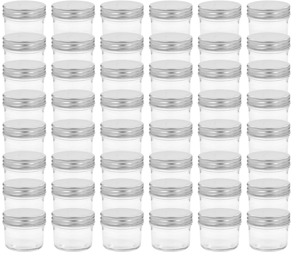 vidaXL vidaXL Szklane słoiki na dżem, srebrne pokrywki, 48 szt., 110 ml