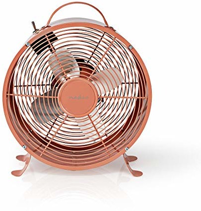 Nedis Wentylator stołowy 2-biegowy 20 W 25 cm 1,50 m metalowy, w stylu vintage różowy FNCL10PK20