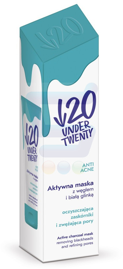 20 Under Twenty Aktywna maska do twarzy z węglem i białą glinką 50 ml