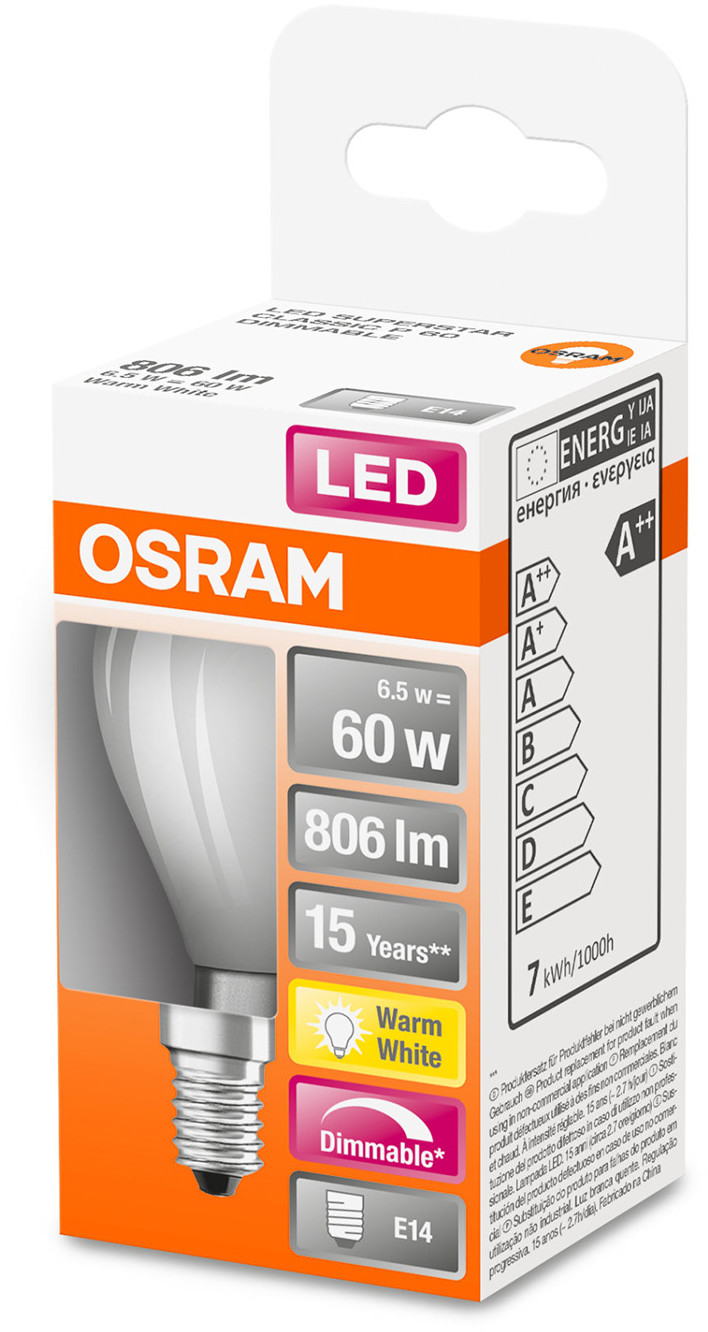 Osram żarówka kropla LED E14 5W 2 700 K ściemniana