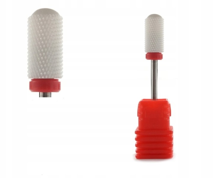 Frez ceramiczny czerwony walec hybryda manicure