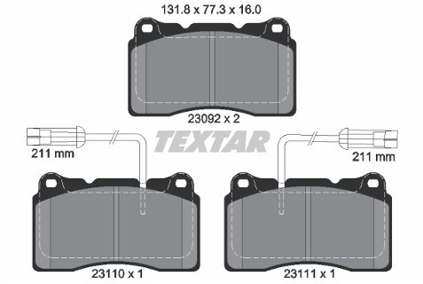 TEXTAR Zestaw klocków hamulcowych, hamulce tarczowe 2309201