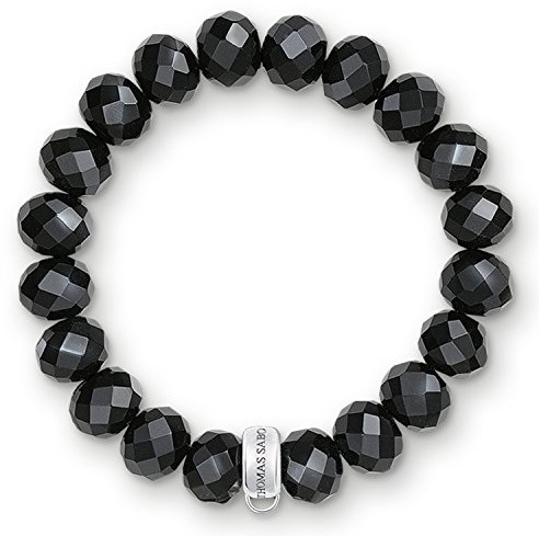THOMAS SABO Thomas Sabo X0035-023-11-L bransoletka damska z czarnego obsydianu, ze srebrem próby 925, szerokość 1 cm X0035-023-11-L