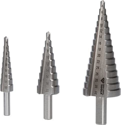 KS Tools BRILLIANT TOOLS BRILLIANT TOOLS BT101925 zestaw wierteł stopniowych, 3-częściowy, 4-32 mm [Powered by KS Tools] BT101925