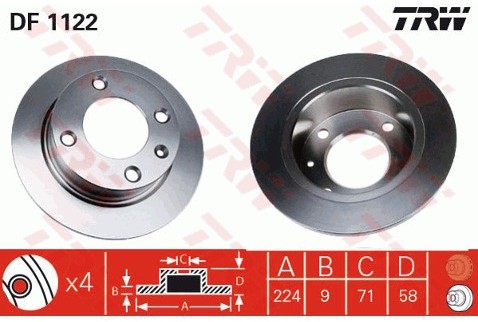 TRW Tarcza hamulcowa DF1122