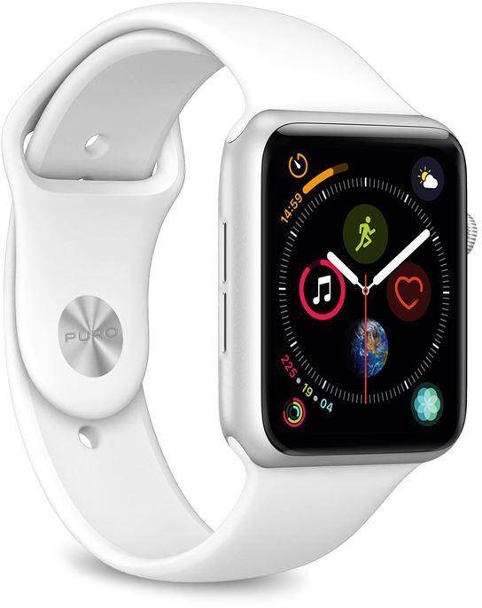 PURO ICON - Elastyczny pasek sportowy do Apple Watch 42/44/45 mm (S/M & M/L) (biały) b2btrade-15013-0