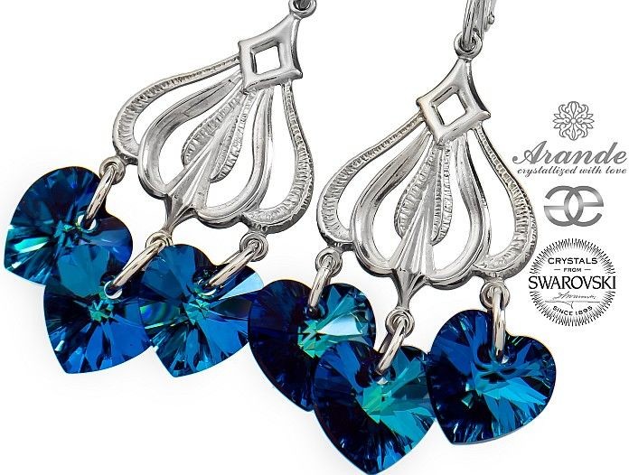 Swarovski piękne ozdobne kolczyki KOLORY SREBRO