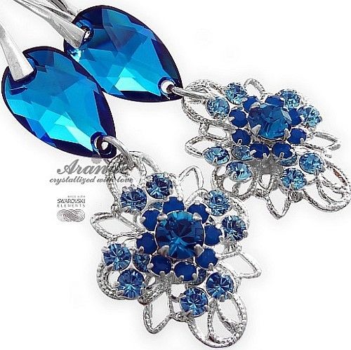 Swarovski Unikat Kolczyki Blue Venue Srebro